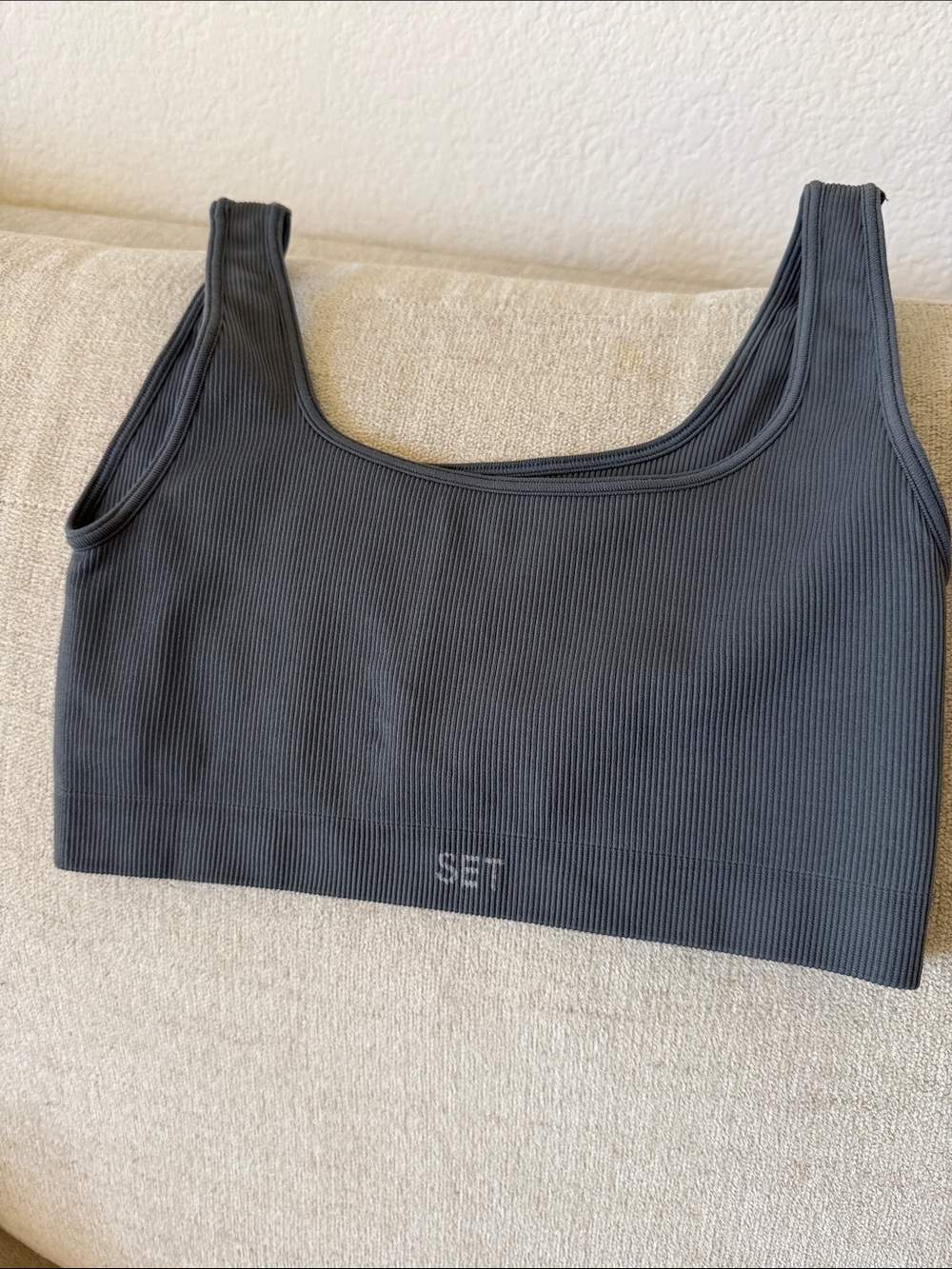 SET Active Ribbed Scoop Bra in Slate